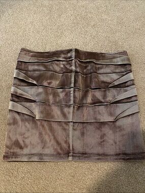 Tiered Brown Metallic Mini Skirt